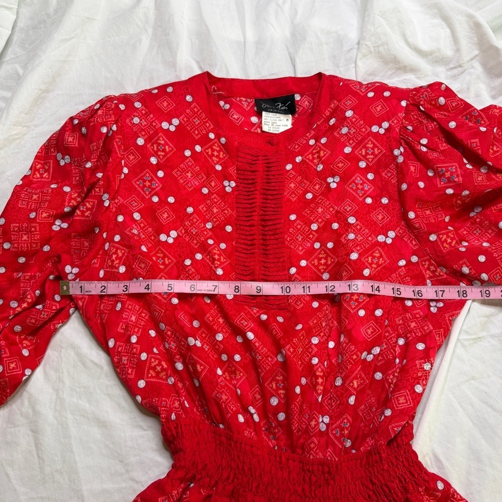 Diane Freis Original 100% Silk Vintage Dress – Red Print – Size M/L - Picture 4 of 6